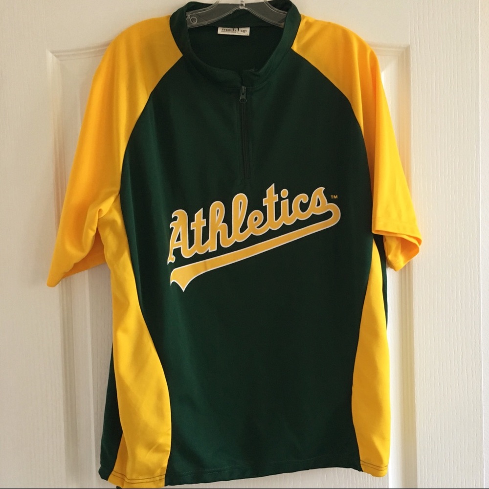 Oakland A's Athletics Pull Over Jersey Shirt Zip L